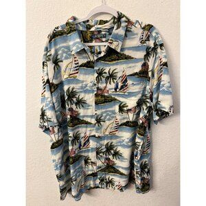 Campia Easy Care surfs up Hawaiian sailboat print shirt mens size 3XL